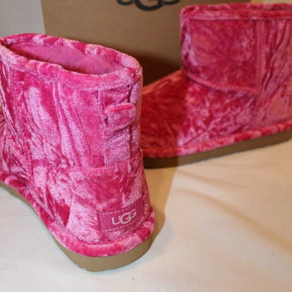 NIB YOUTH 5 6 WOMEN'S‎ 7 8 MINI VELVET RASPBERRY PINK ANKLE BOOTS BOOTIES - Picture 5 of 7
